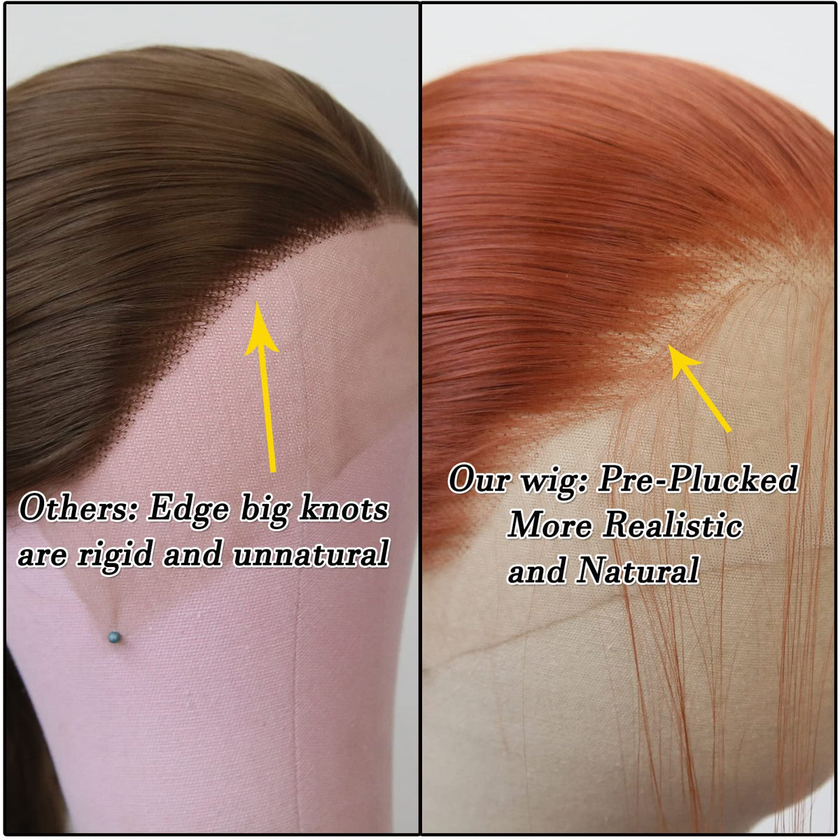 BTWTRY Ginger Brown lace front wig closeup on natural hairline