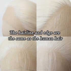 BTWTRY Platinum Blonde lace front wig showing natural density for fuller appearance