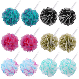 BTYMS 12-pack mini loofahs in packaging show compact travel size