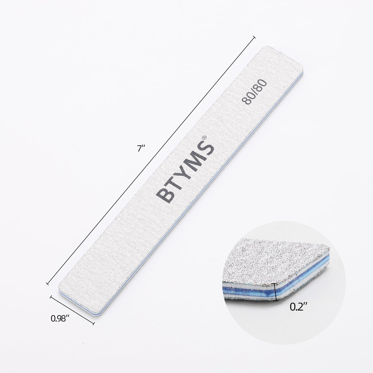 BTYMS double-sided emery boards ideal for smoothing edges and removing gel on acrylic nails