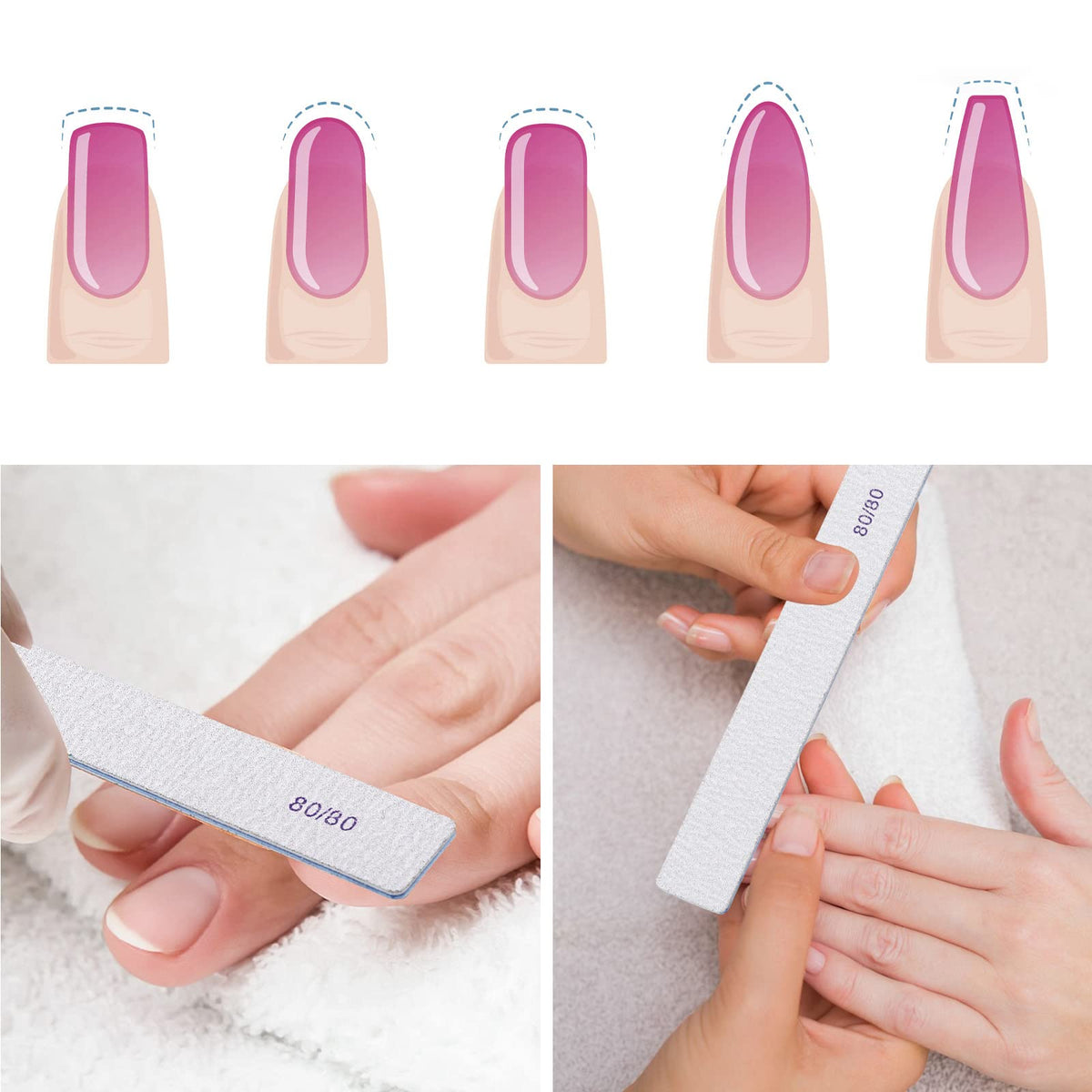 BTYMS 100-count set of reusable emery boards for home or salon