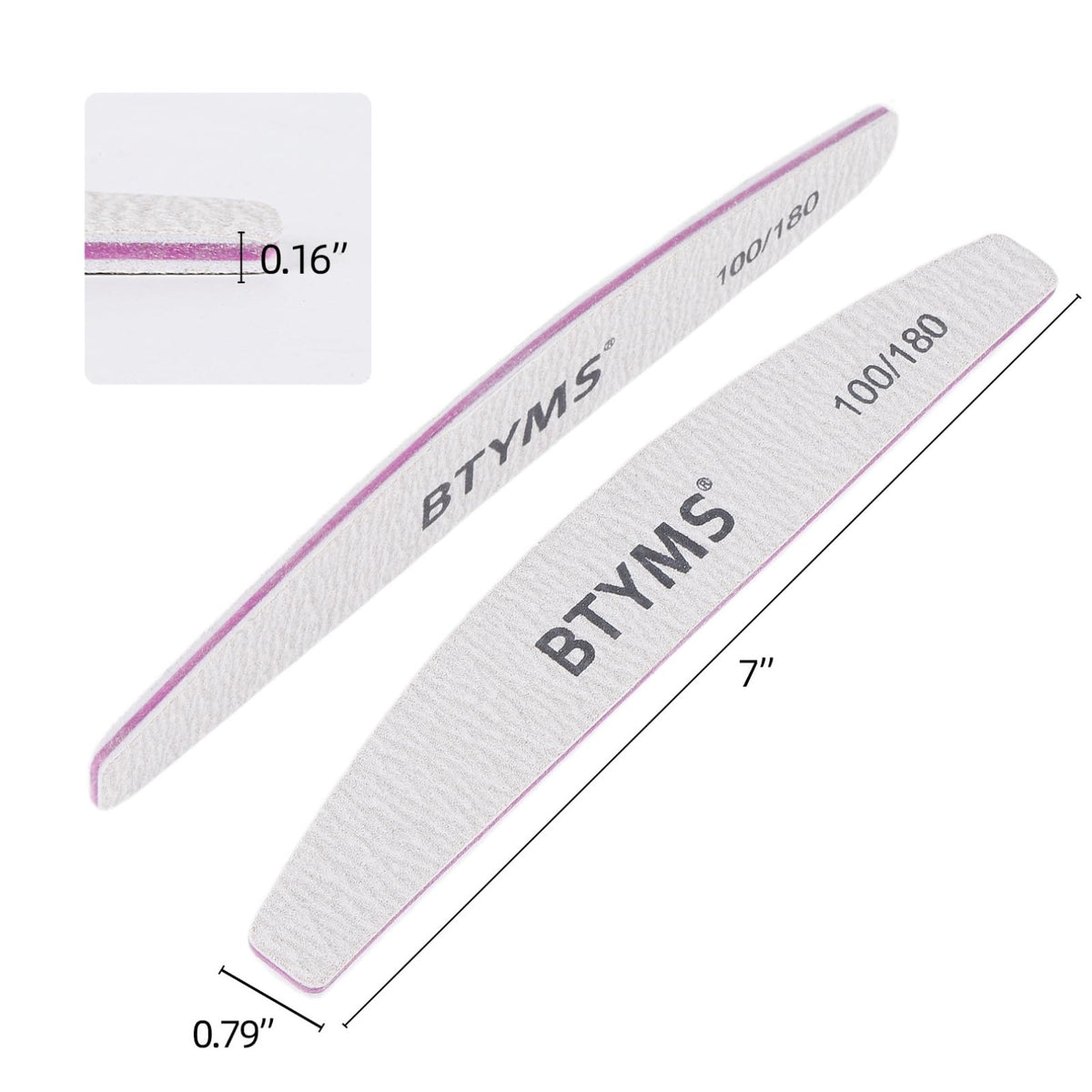 BTYMS coarse 100-grit file for quick shaping of acrylics and gels.