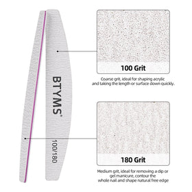 BTYMS fine 180-grit file for smoothing natural nails and edges.