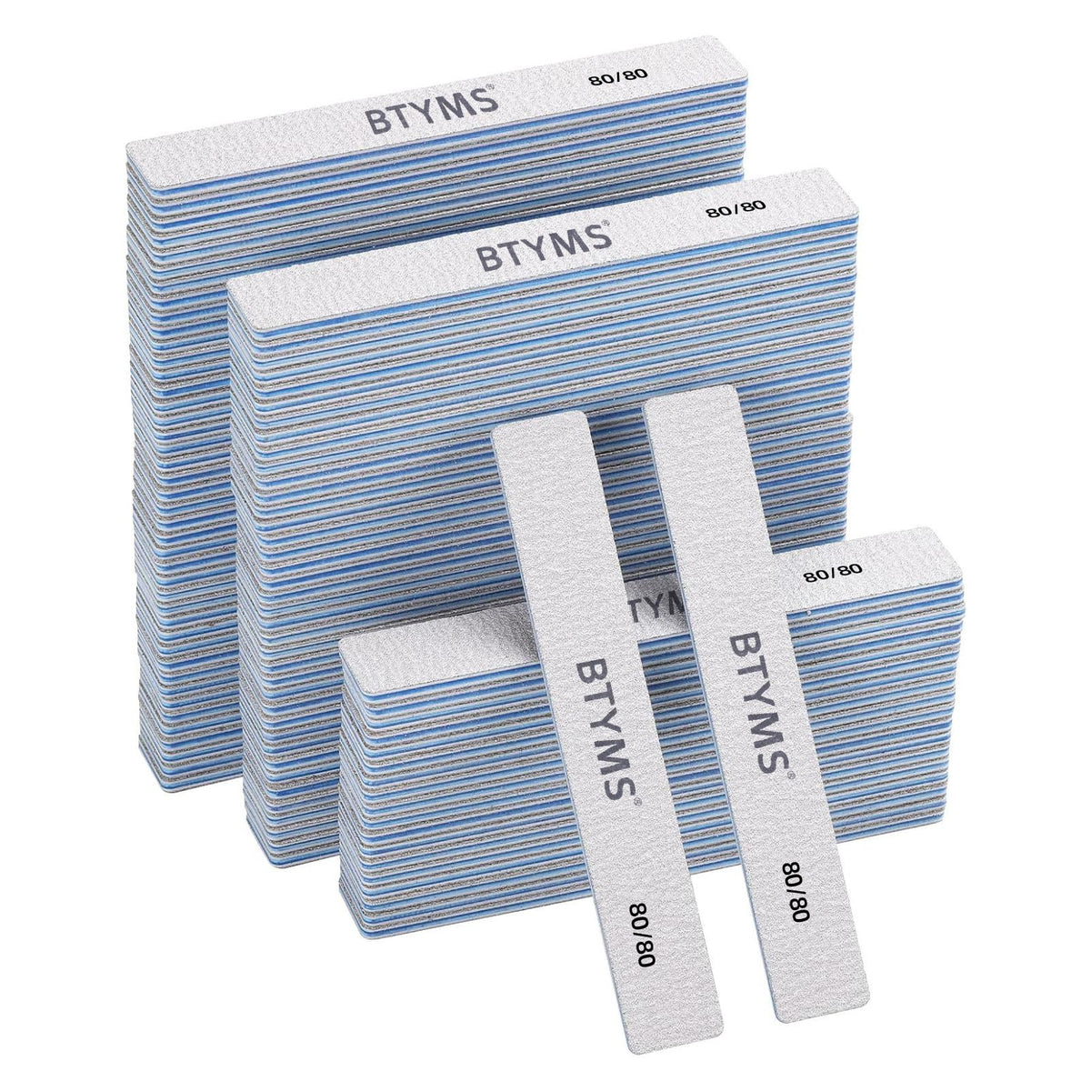 BTYMS rectangle nail files with 80/80 grit for efficient length reduction and shaping