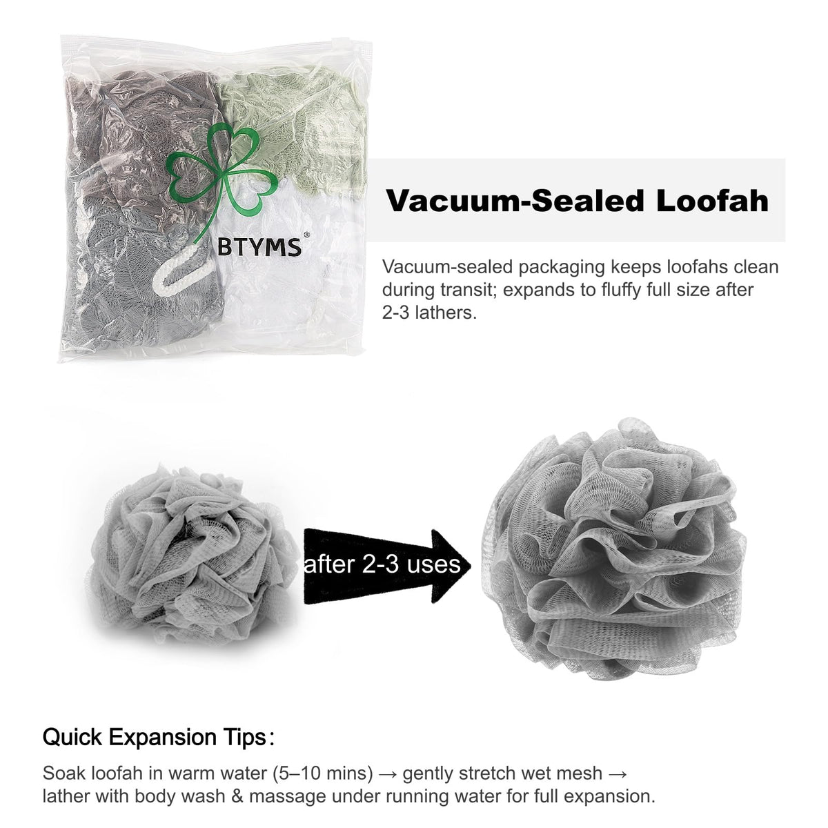 BTYMS vacuum sealed pack shows compact appearance before use