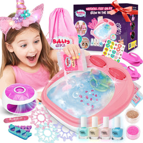 Bubbly Girlz glow-in-dark spa kit front view for imaginative play