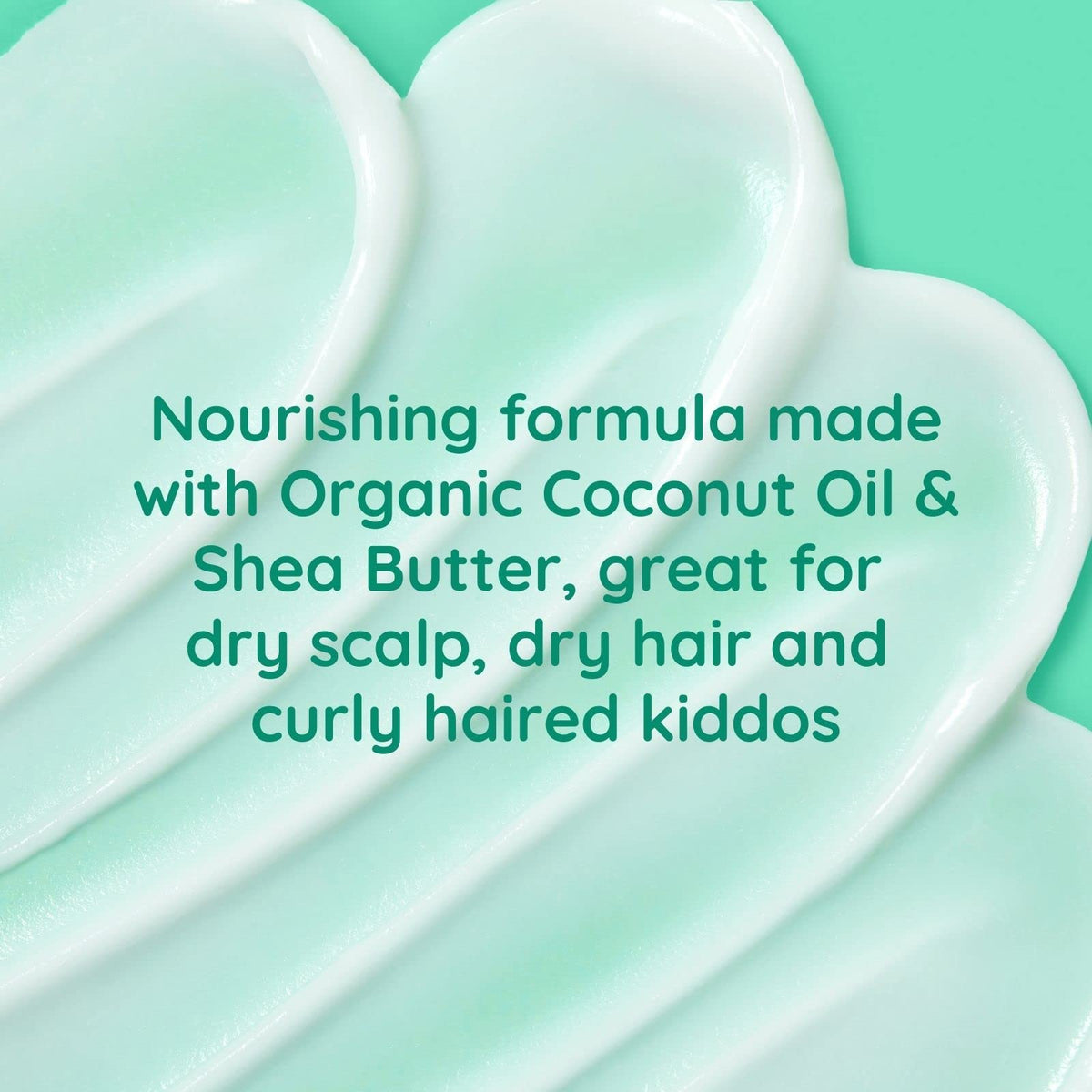 Bubbsi Kids Conditioner close-up showing detangling and curl definition.