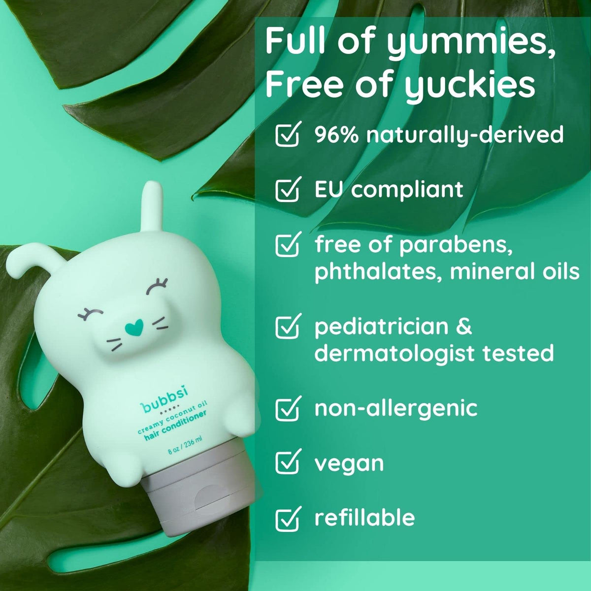 Bubbsi light coconut vanilla scent enhances bath time experience.