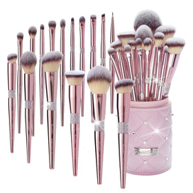Bueart Design 16Pcs makeup brush set with holder case for organized morning routines