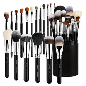 Bueart Design 19-piece brush set with holder case for organized makeup applications.