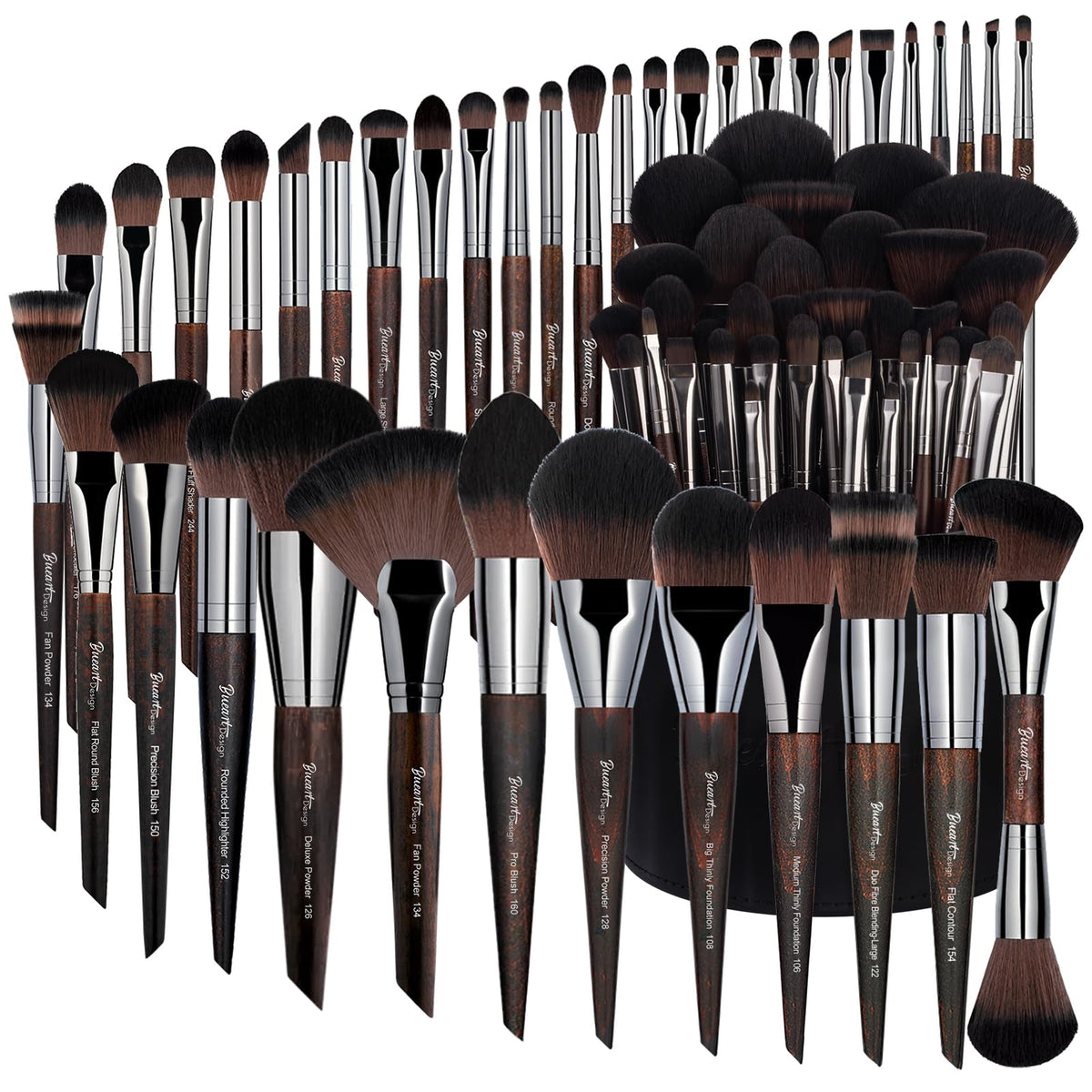 Bueart Design 38-piece brush set with large holder keeping vanity organized for easy access