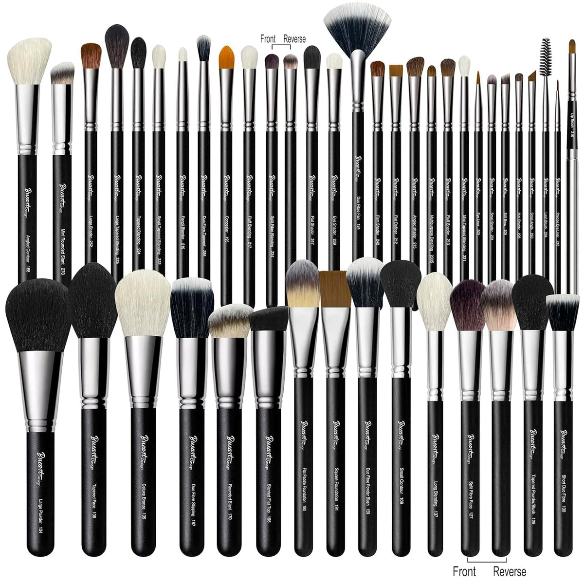 BUEART DESIGN 42Pcs goat hair brushes for silky blending in makeup