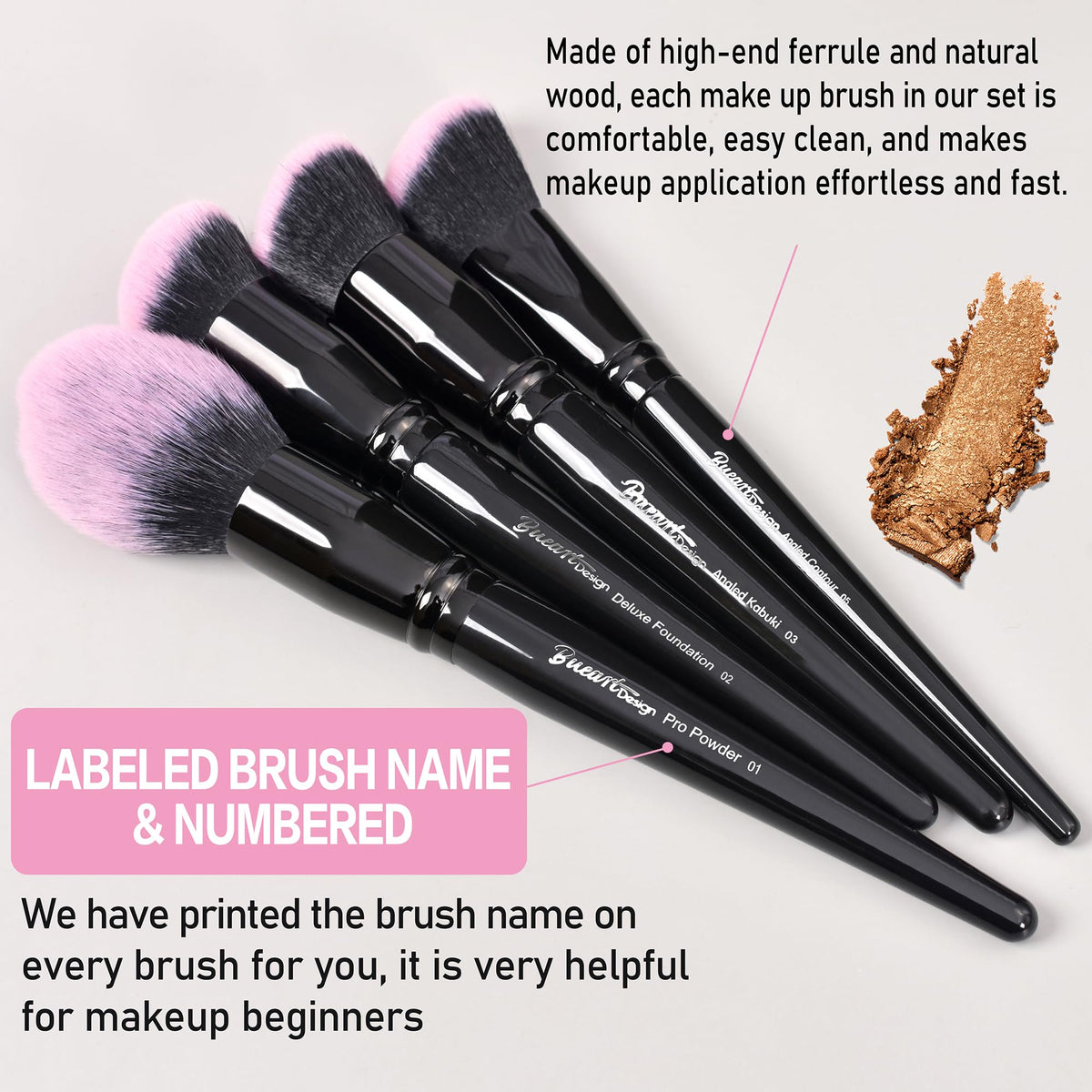 Bueart Design dual brow spoolie brush for easy hair grooming