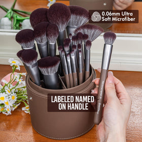 Bueart Design close-up shows handcrafted ferrules and dense bristles for reliability.