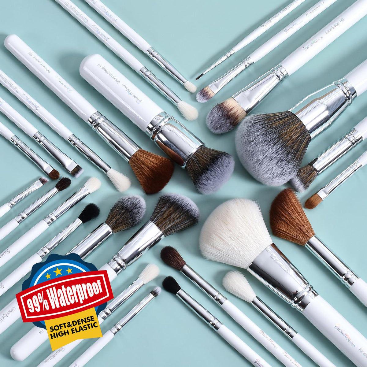 Bueart Design professional brushes shown for versatile makeup looks.