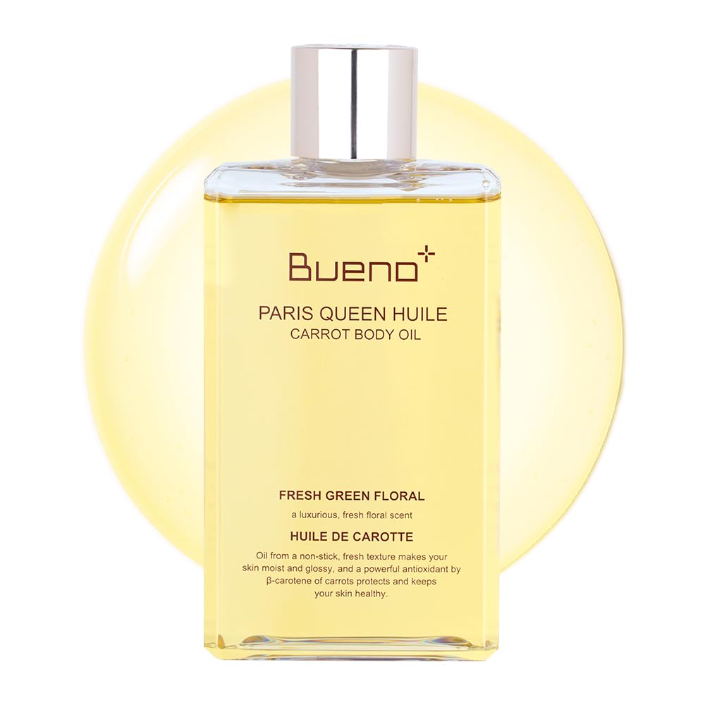 Bueno+ Paris Queen Carrot Oil bottle with fast-absorbing, non-greasy finish.