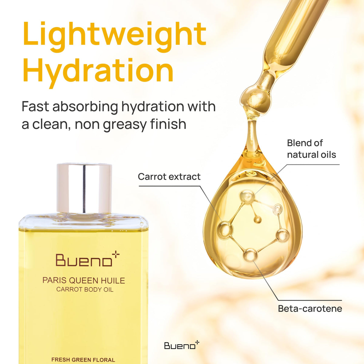Bueno+ Paris Queen Carrot Oil pump for easy daily hydration.