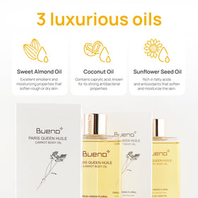Bueno+ Paris Queen Carrot Oil demonstrates fast absorption and smooth finish.