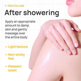 Apply Bueno+ Paris Queen Carrot Oil to damp skin after shower.
