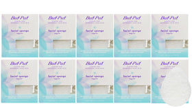 Buf-Puf facial sponge packaging highlights a reusable cleansing tool for daily skincare.