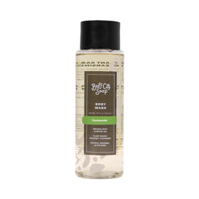 Buff City Soap Commando body wash bottle displaying plant-based cleansing