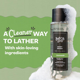 Buff City Soap Commando rich foam lather in a shower moment