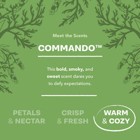 Buff City Soap Commando vegan formula packaging sign