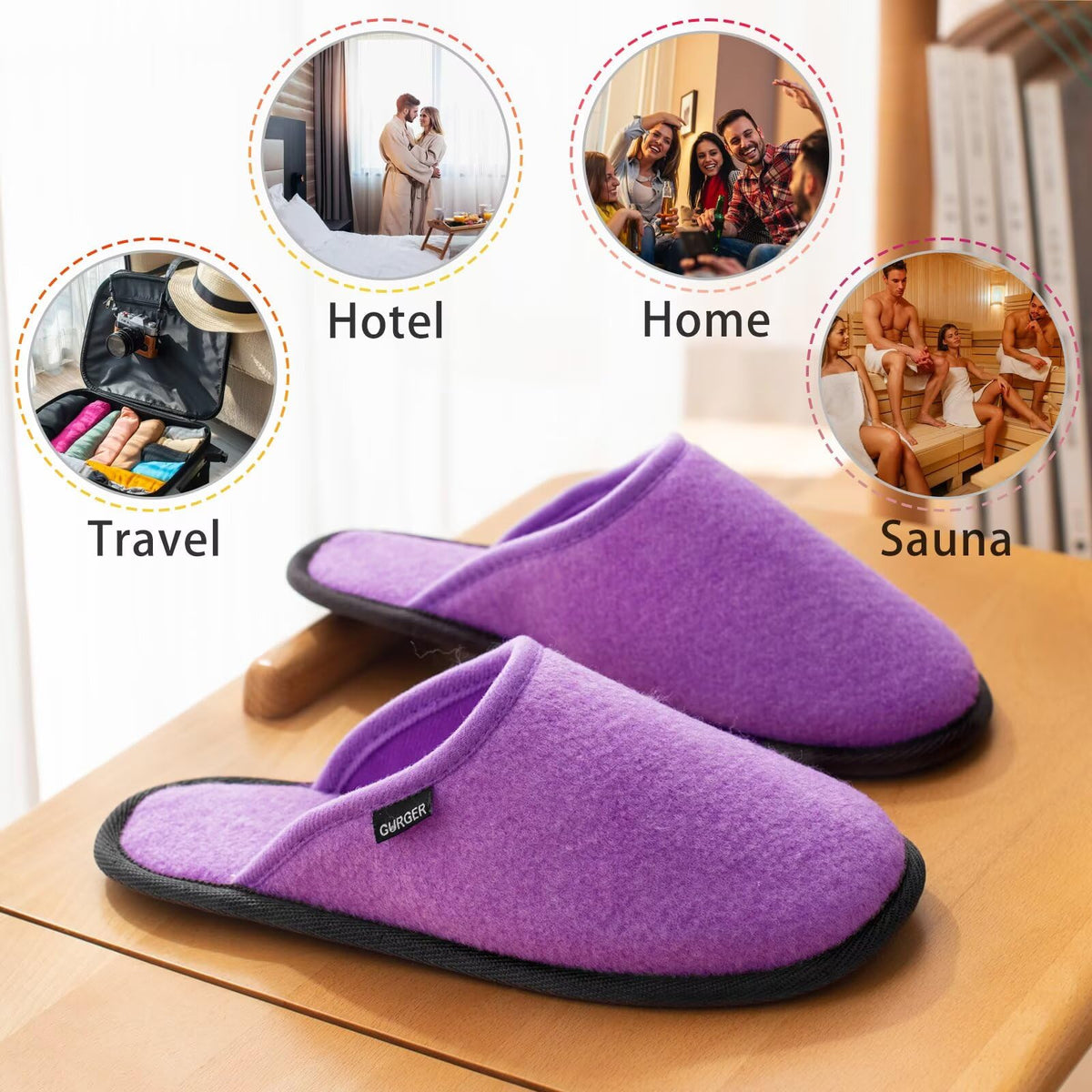BUGUKI cushioned, breathable felt slippers ideal for hotels