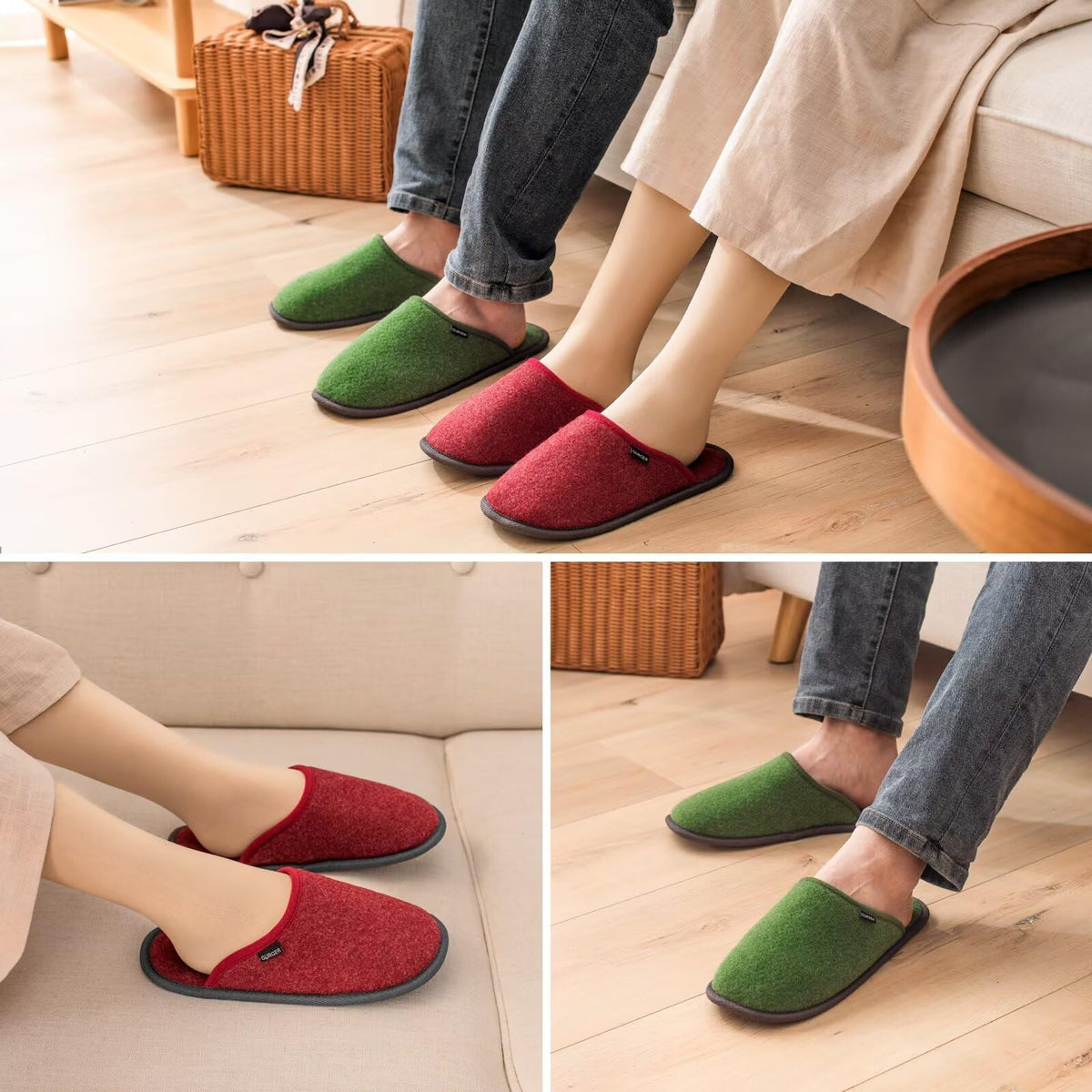 BUGUKI guest slippers with non-slip dots for safe indoor walking