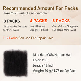 Builson Afro Kinky Bulk 50g packs for quick full-head setups.