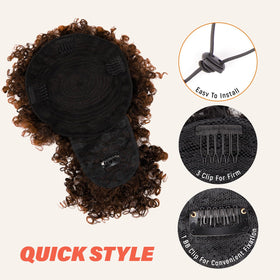 Builson afro puff kinky-curly extension shows texture for day-to-night wear.