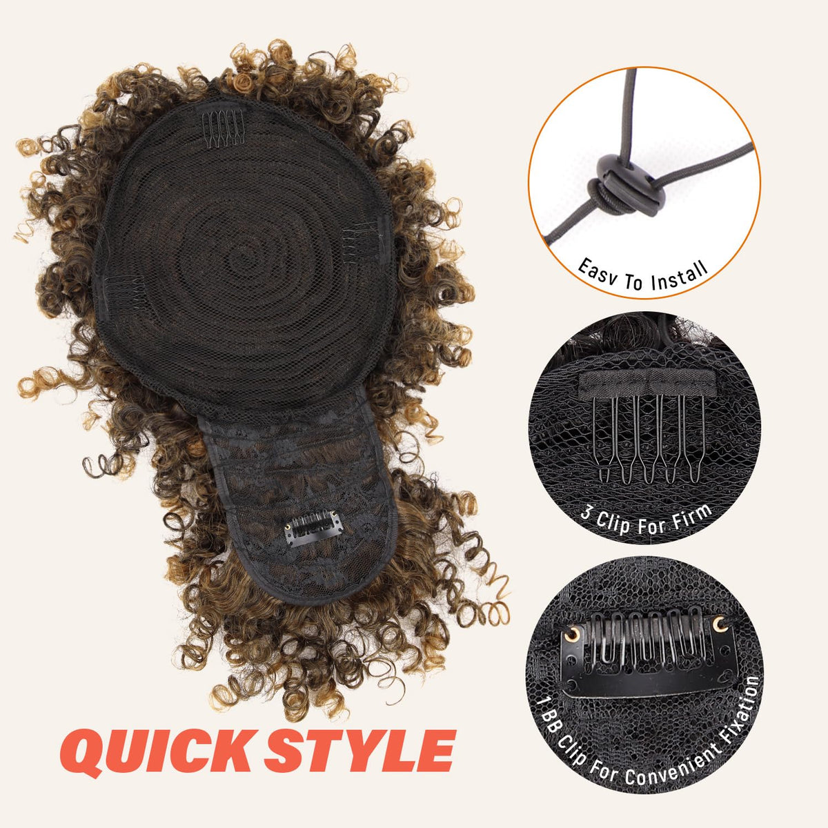 Builson Drawstring Ponytail shows natural texture for comfortable wear