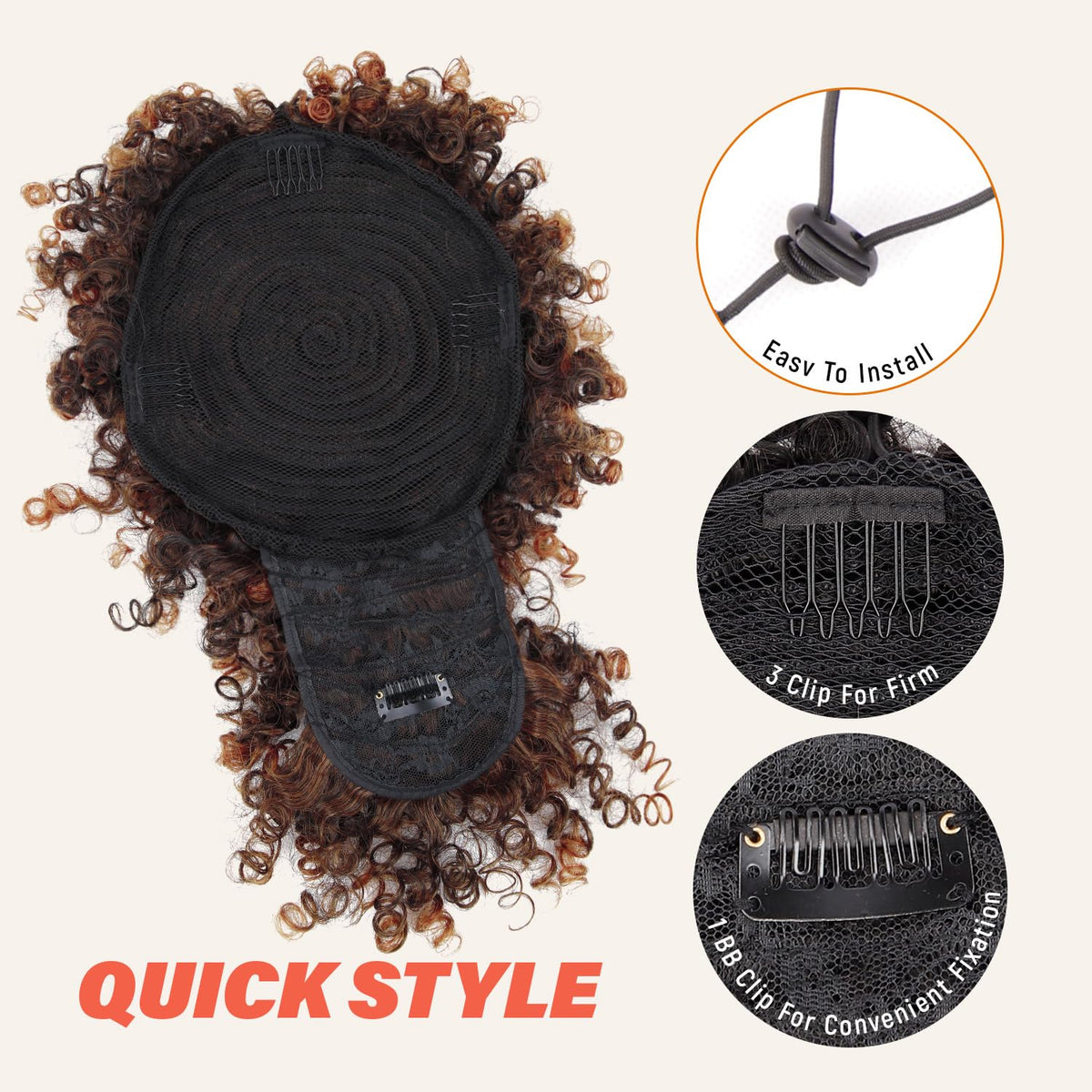 Builson ponytail extension with combs delivers secure attachment and easy styling.