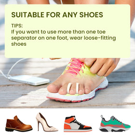 Bukihome toe separators in use during walking for reduced friction