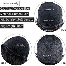Bulapla short pixie wig cap construction, glueless fit for quick wear.