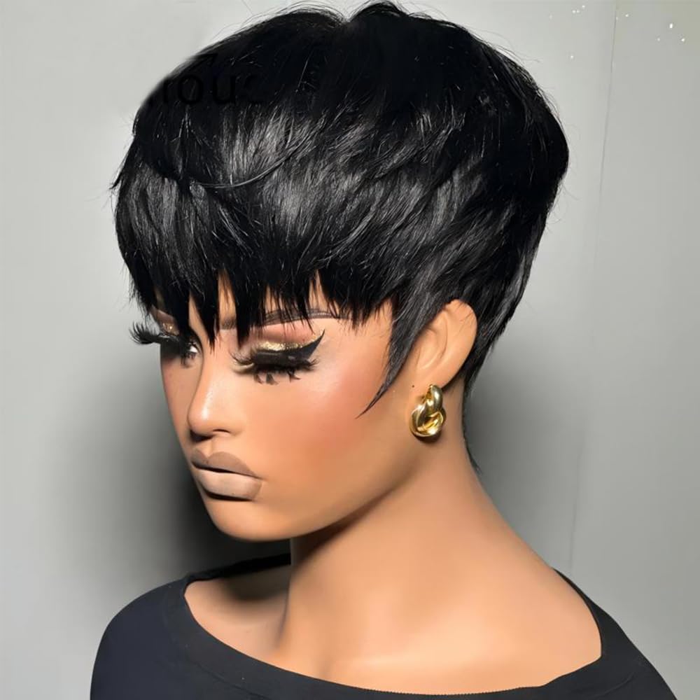 Bulapla Short Pixie Cut Wig front view, everyday style and comfort.