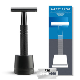 Bulimica double-edge razor with stand for a precise, smooth shave.