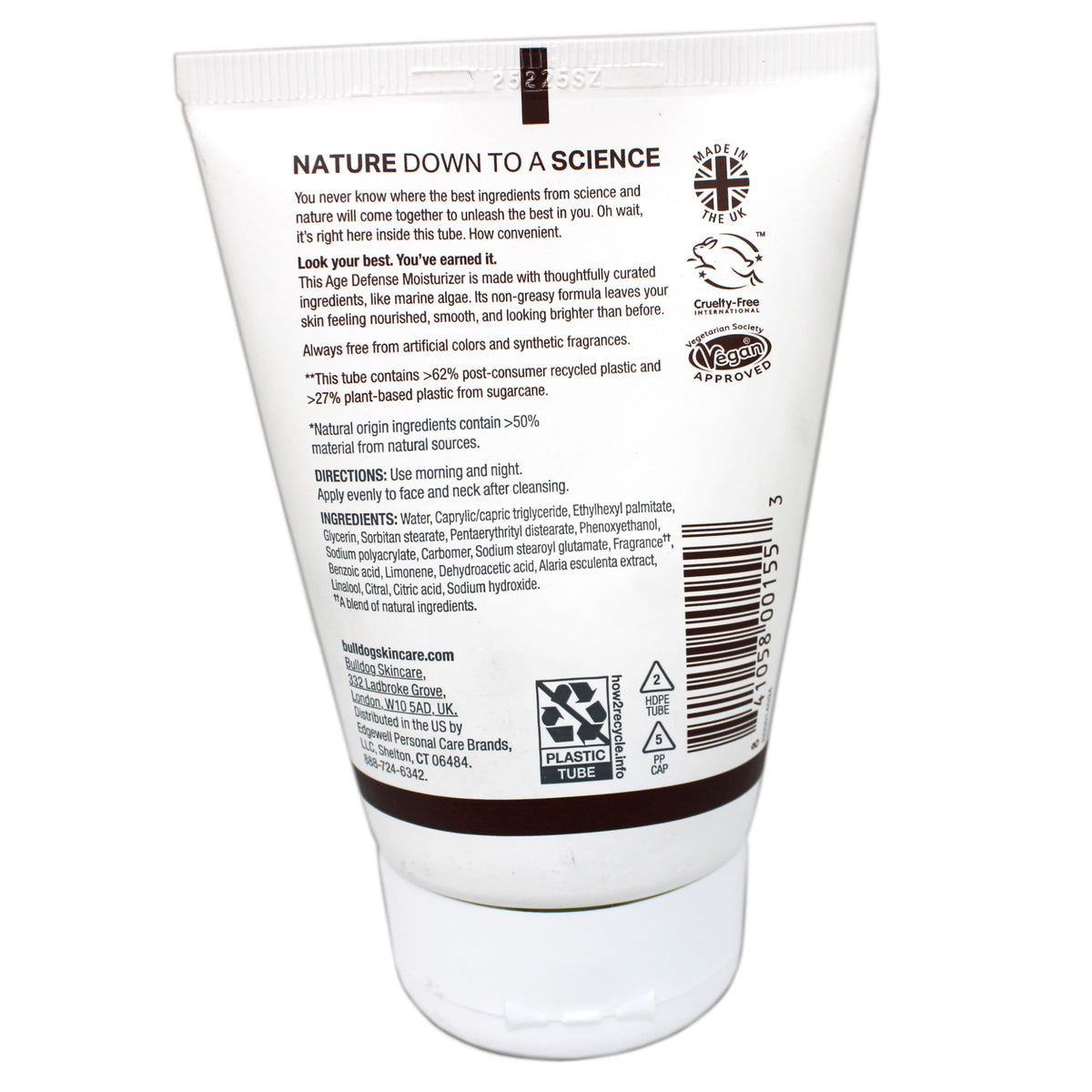Bulldog Age Defense Moisturizer ingredients illustration highlighting rosemary, echinacea, and vitamin E.