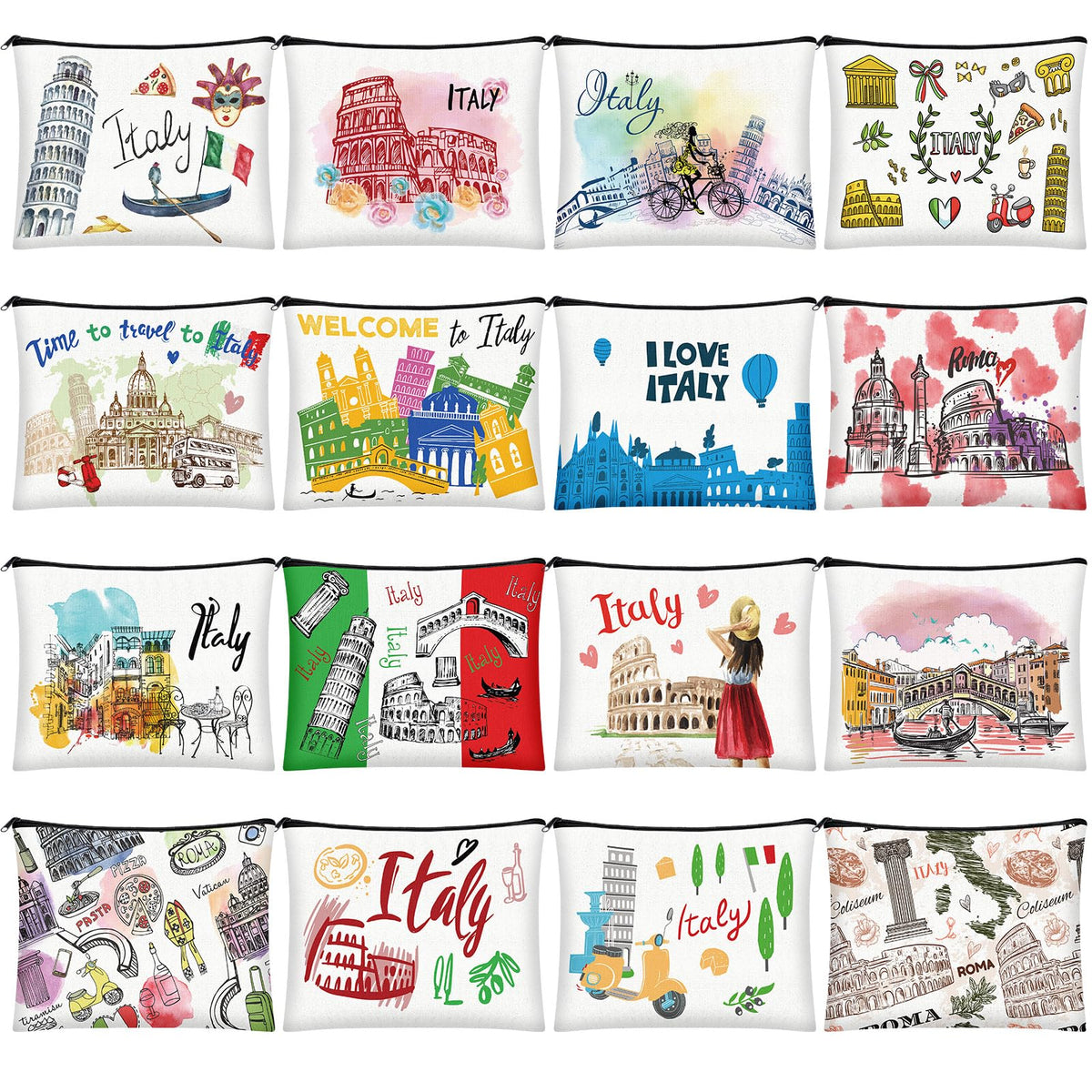 Bulyoou Italy cosmetic bag with Rome pattern ideal for travel organization.