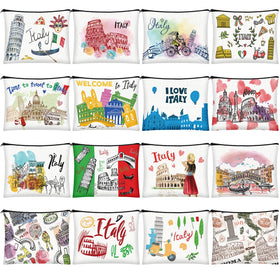 Bulyoou Italy cosmetic bag with Rome pattern ideal for travel organization.