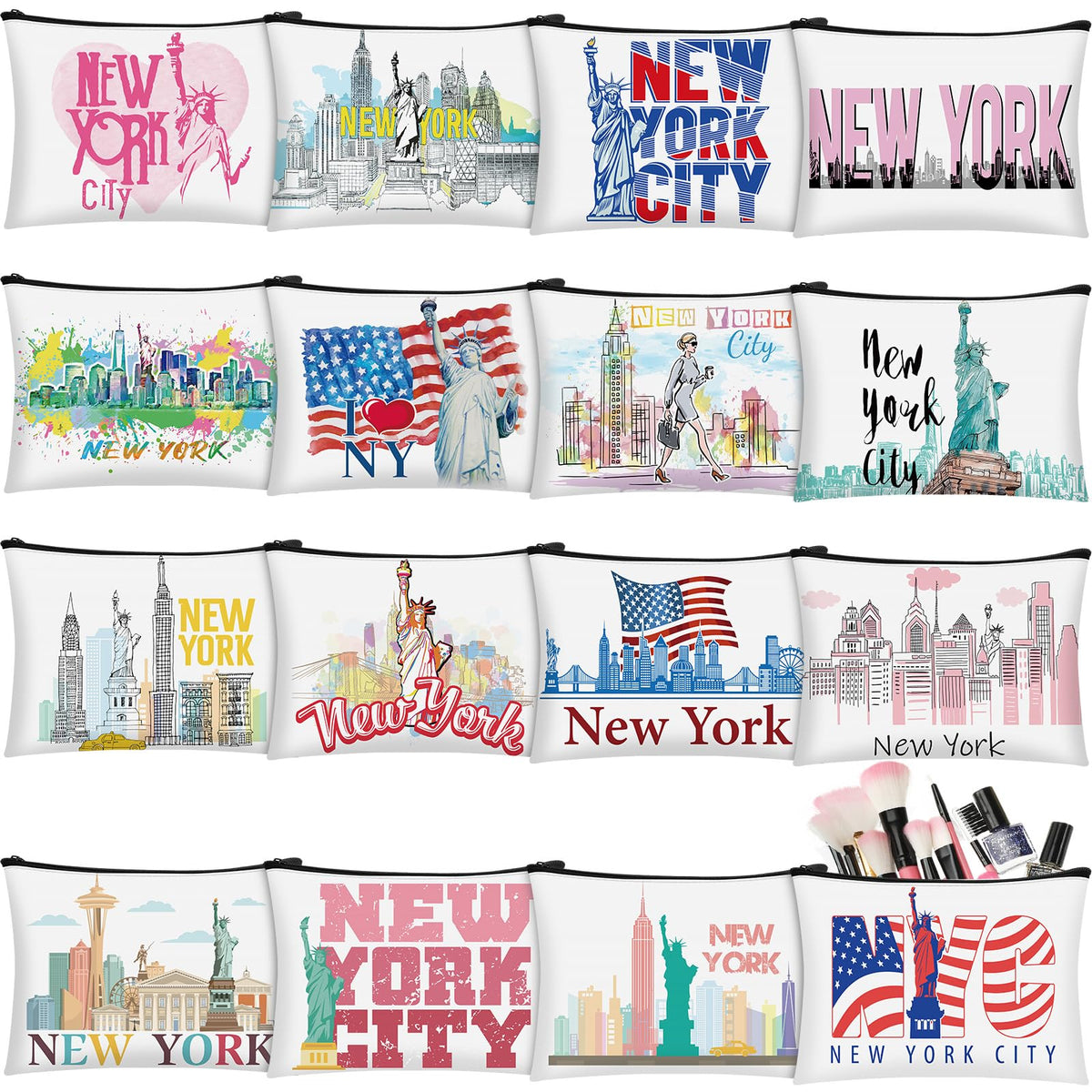 Bulyoou New York cosmetic bag collection in vibrant color, ideal for travel.