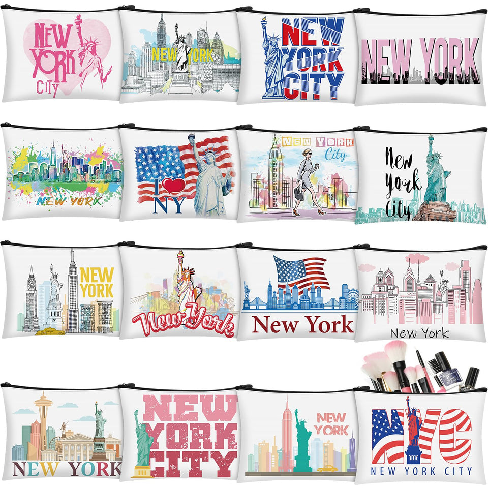 Bulyoou New York cosmetic bag collection in vibrant color, ideal for travel.