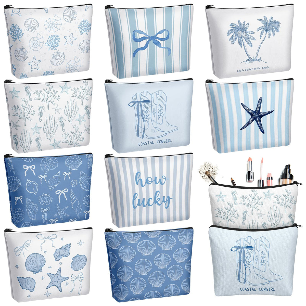 Bulyoou ocean themed makeup bag with conch design for travel organization