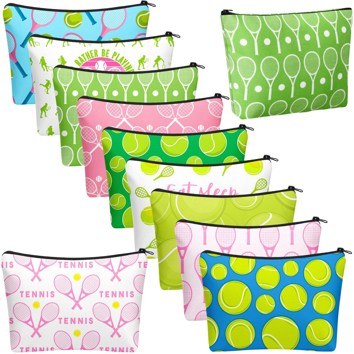 Bulyoou tennis makeup bag front view showing multiple styles for group gifts.