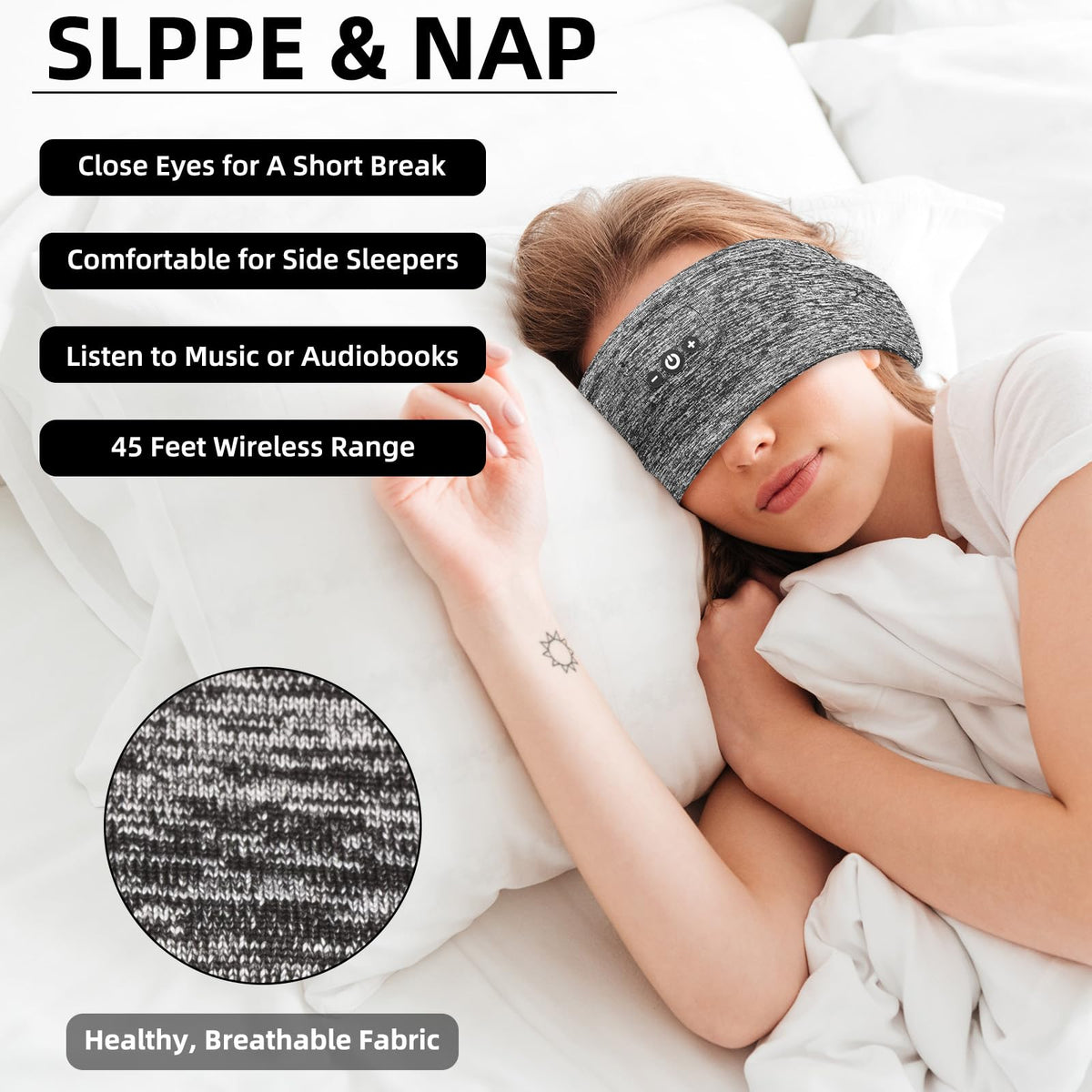 BULYPAZY thin speakers in headband deliver clear audio during workouts.