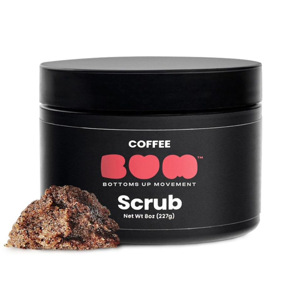 BUM Coffee Sugar Scrub bottle close-up highlighting nourishing aroma and hydration
