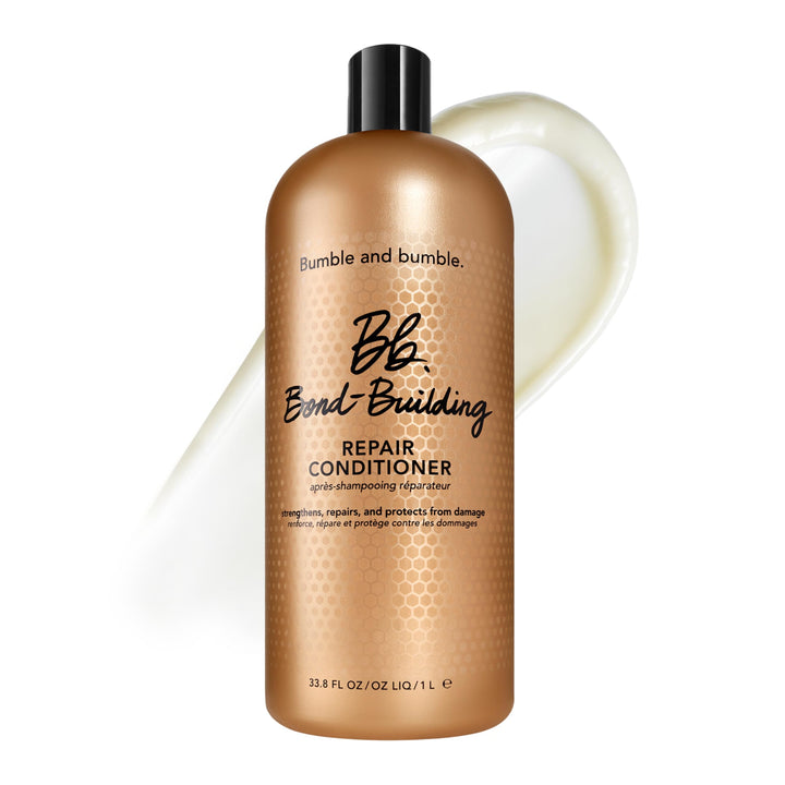 Bumble and bumble Bond-Building Hair Repair Conditioner bottle front highlighting bond-strength formula for damaged hair.