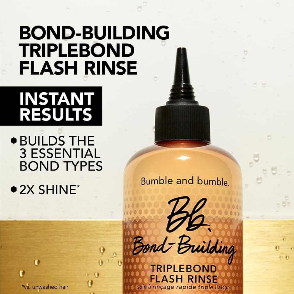 Bumble and bumble Bond-Building Flash Rinse in shower scene conveying quick conditioning.