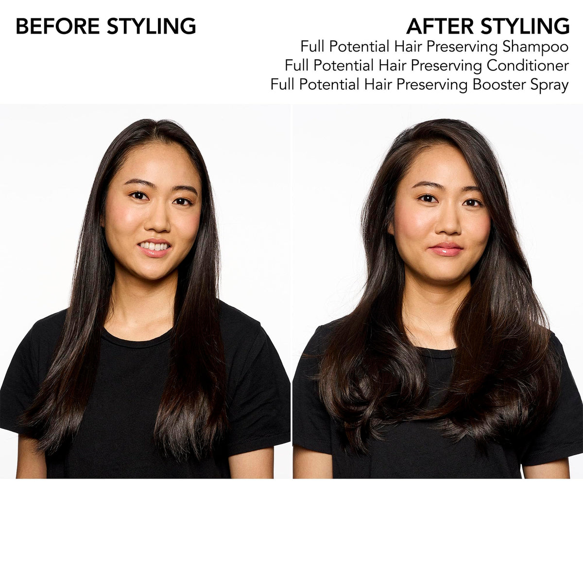 Close-up of Full Potential Conditioner nozzle highlighting lightweight, easy-to-use formula