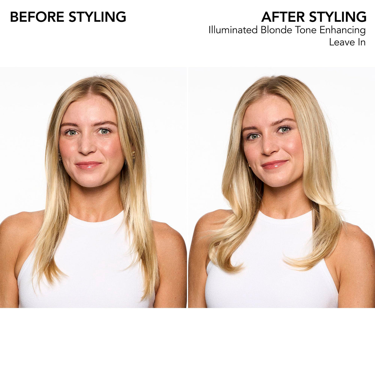 Applying the Illuminated Blonde purple spray delivers brass-neutralizing hydration.
